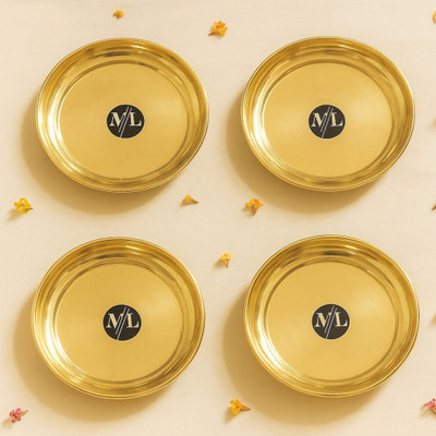 MLE Traditional Puja Plates | Pure Brass Thalis Brass(4 Pieces, Gold)