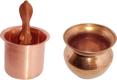 Shriram Traders Panchpatra & pali ( Achmani) and Lota/Kalash/Pitcher Combine Copper Set of Puja Accessories Copper(2 Pieces, Brown)