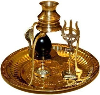 DARIDRA BHANJAN Shivling Stand / Shaligram stone / Kalash Stand / Shivling for home pooja Decorative Showpiece  -  14 cm(Brass, Gold)