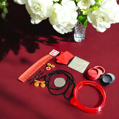 House of Festivals Shringar Set for Pooja Stainless Steel(12 Pieces, Red)