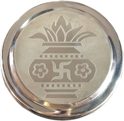 TRISHVAR TRISHVAR Puja dibbi | Pooja box | Kumkum dibbi | Haldi Chawal Containers Stainless Steel(1 Pieces, Silver)