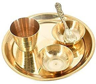 mahakal mahakal artware Bhoog Thali Plate for Pooja Brass Bhog Plate Set Brass(5 Pieces, Gold)