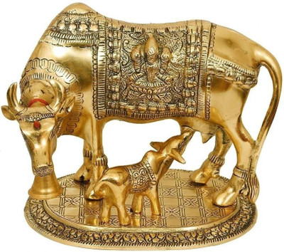 ABLOOM 8 cm Mini Cow With Bachda Decorative Showpiece  -  17 cm(Metal, Gold) deal from flipkart