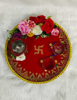 Arvika Creations Puja Thali Stainless Steel, Crystal(1 Pieces, Multicolor)