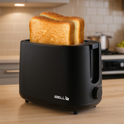 iBELL CrustoF20 Auto Pop-up Bread Toaster- Auto Shutoff, 7 Levels Browning Controller 750 W Pop Up Toaster(Black)