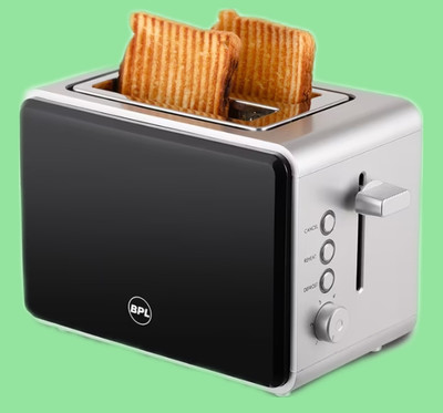 SAHU by BPL BPL Pop Up Toaster with 2 Slice Stainless Steel Toaster, Black/Silver, 750 W Pop Up Toaster(Black, Steel)
