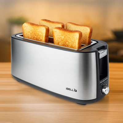iBELL CrustoF40 Bread Toaster -Auto Shutoff, Defrost/Reheat/Cancel Button, 7 Level, 1400 W Pop Up Toaster(Silver)