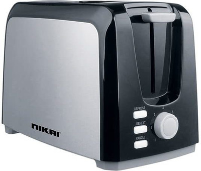 NIKAI 2 Slice Toaster 750W- NBT555S1 750 W Pop Up Toaster(Black, Grey)