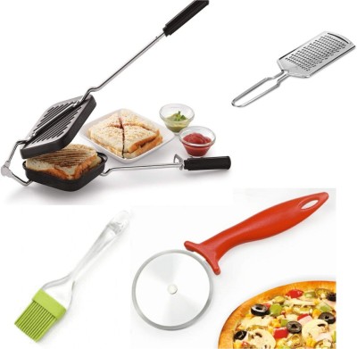 NSVL TOASTER /PIZZA CUTTER /CHEESE GRATER /SILICON BRUSH 4 PC SET COMBO 1 W Pop Up Toaster(Black)