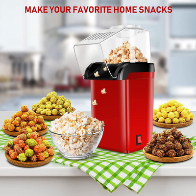 Snazora Hot Air Popcorn Maker with Oil-Free Operation & Butter Healthy & Delicious Snack for Kids, Adults Great for Holding Parties in Home 300 g Popcorn Maker(Red)