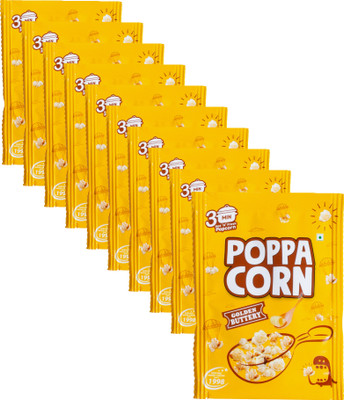 poppacorn Instant Cooker Popcorn 35gX10 Pouches Imported Corn Kernels Golden Buttery Popcorn(35 g, Pack of 10)
