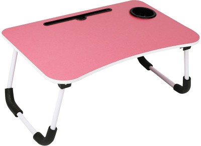 JYOTCREATION Foldable Wooden Laptop Table for Study Table with Drawer, Tablet/Mobile Holder Wood Portable Laptop Table(Finish Color - Pink, Pre Assembled)