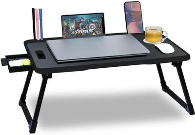 ThePlatinum Foldable multipurpose Table Wood Portable Laptop Table(Finish Color - Black, Pre Assembled)