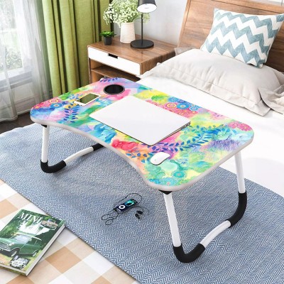 A V CREATION Multipurpose Laptop Table with Cup Holder Foldable and Portable, Non-Slip Legs Wood Portable Laptop Table(Finish Color - Purple 1, Pre Assembled)