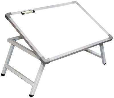 Rite Multi Purpose White Board Study Table with Paper Holding Clip Portable Table Wood Portable Laptop Table(Finish Color - White, Pre Assembled)