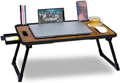 FurniGully STUDY TABLE Wood Portable Laptop Table(Finish Color - BROWN, Pre Assembled)