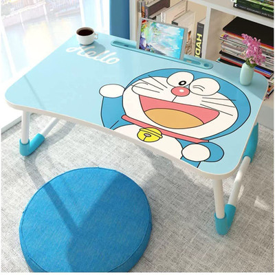 The Haridham Enterprise Multi-Purpose Laptop Desk for Study and Reading with Fold able Non-Slip Legs Wood Portable Laptop Table(Finish Color - HELLO DORAEMON, Pre Assembled)