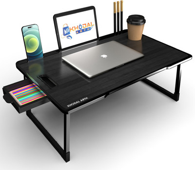 FurniGully Us Biding black color Laptop Table Wood Portable Laptop Table(Finish Color - BLACK, Pre Assembled)