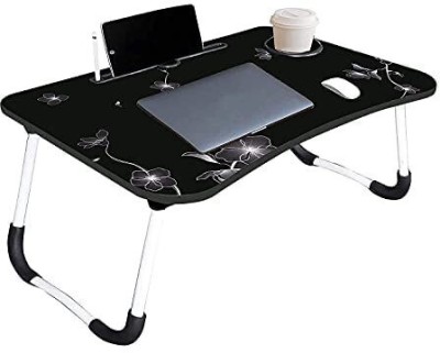 Quickmart Wood Portable Laptop Table(Finish Color - Black Flower, Pre Assembled)