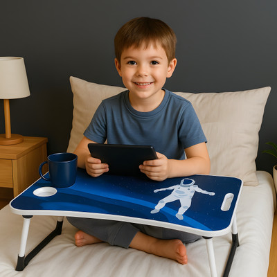 Prem Enterprise Foldable multipurpose Laptop Table Wood Portable Laptop Table(Finish Color - Blue, Pre Assembled)