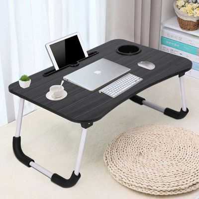 MITHILA Foldable Multipurpose Wood Portable Laptop Table(Finish Color - BLACK, Pre Assembled)