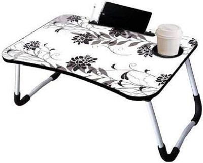 MAYKO & BAYKO White Flower Metal Portable Laptop Table(Finish Color - White , Black, Pre Assembled)