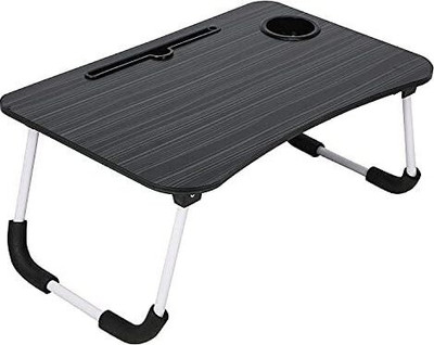 The Haridham Enterprise Multi-Purpose Laptop Desk for Study and Reading with Fold able Non-Slip Legs Wood Portable Laptop Table(Finish Color - BLACKLINE, Pre Assembled)