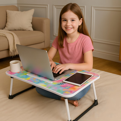 Effoc Plastic Portable Laptop Table(Finish Color - Digital Printed Green, DIY(Do-It-Yourself))