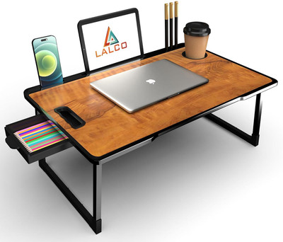 hevenq Study Table for Kids and Laptop Table Wood Study Table Wood Portable Laptop Table(Finish Color - WOOD, Pre Assembled)