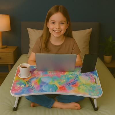 RCM Wood Portable Laptop Table(Finish Color - Digital Printed Green, Pre Assembled)