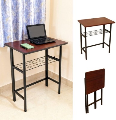 ANEXO Foldable Study Table Metal Portable Laptop Table(Finish Color - Walnut, Pre Assembled)