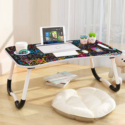 NAVRANGI Portable Laptop Study Table, Foldable Students Stand For Office Computer Desk Wood Portable Laptop Table(Finish Color - Black, Pre Assembled)