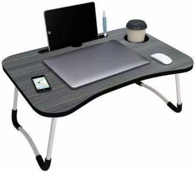 Dev Enterprise Multipurpose Foldable Table with Cup Holder, Study , Bed Wood Portable Laptop Table(Finish Color - black, Pre Assembled)