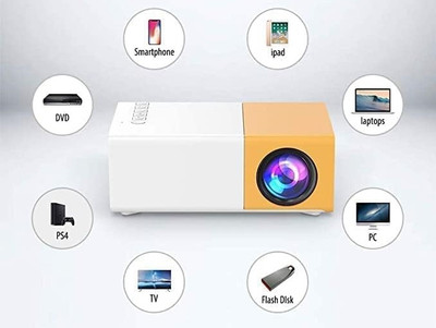 Wifton Smart-Home Projectors LCD 1080P LED Projector 400 lm LED Corded & Cordless Portable Projector(Yellow)