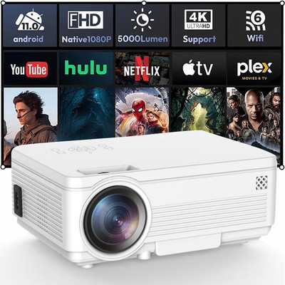 IBS WIFI YOUTUBE 1080P HD Portable Home Theater Video Game ,HDMI USB Movie Beamer (5000 lm / Wireless) Portable Projector(Silver)