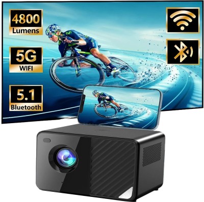 Kidoca Mobile Smart Mini Projector for Home Cinema HD Android Phone Portable Projector 4800 lm LED Corded Mobiles Portable Projector(Black)