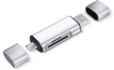TECHGEAR Card Reader, 3-in-1 USB 3.0, USB C, Micro USB Card Reader SD, Micro SD, SDXC, Card Reader(Silver)