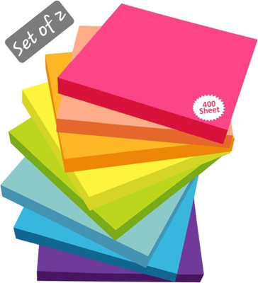 Mira Farmcraft Pack of 2 (2*400) Colorful Sticky Note Sheets Stationary Ofc Memo Pad Time Note 80 Sheets Post IT, 5 Colors(Set Of 2, Multicolor)