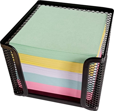 IMPRINT Memo Pad Cube 625 Pages Loose Sheets 75 GSM Paper Mix Colour With Iron MeshStand unruled 3.5*3.5 75 gsm Coloured Paper(Set of 1, Multicolor)