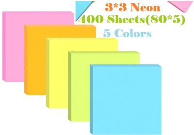 AirSoft Colorful Sticky Notes Student Message Note Paper Office Memo Sticker Stationery 400 Sheets Self Adhesive Regular Post It, 5 Colors(Set Of 1, Multicolor)