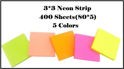 AirSoft Creative Colorful 400 Sheets Post Sticky Notes Stationary3x3 Neon,(80*5) 400 Sheets Self Adhesive Regular Post It, 5 Colors(Set Of 1, Multicolor)