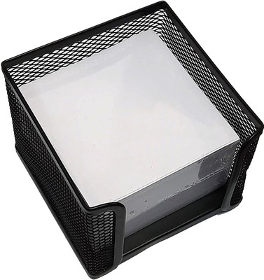IMPRINT Black Metal Memo Block Holder with Memo Cube with 650Papers,Holder Size10X10X8CM unruled 3.5*3.5 75 gsm A4 paper(Set of 1, Multicolor)