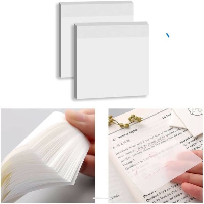greencom 100 Pcs Transparent Sticky Notes Self-Stick Note Pads, Transparent Self Adhesive 50 Sheets 3x4 Inches, 1 Colors(Set Of 100, CLEAR)