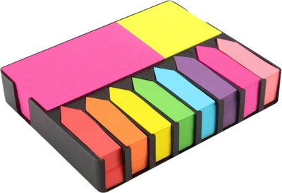 R H lifestyle STICKY NOTES 200 Sheets Sticky Note memo pad Bright neon Colors with 4 Sticky Note pad and 8 Page Marker Arrow Flags, 10 Colors(Multicolor)