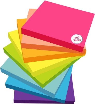 Mira Farmcraft 400 Colorful Sticky Note Sheets Stationary Ofc Memo Pad and Time Post Note Paper 80 Sheets Regular, 8 Colors(Set Of 1, Multicolor)
