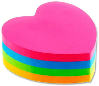 jewett HeartShapes Sticky Note,Fluorescent Paper Self Adhesive & Removable Sticky Notes 100 Sheets Sticker, 5 Colors(Set Of 100, Multicolor)