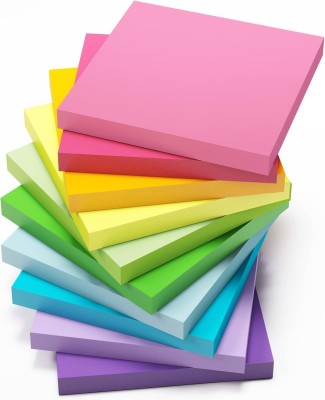 CHROME 500 Sheets Fluorescent Paper Self Adhesive & Removable Sticky Notes Bookmark 50 Sheets 3x3 Inch, 10 Colors(Multicolor)