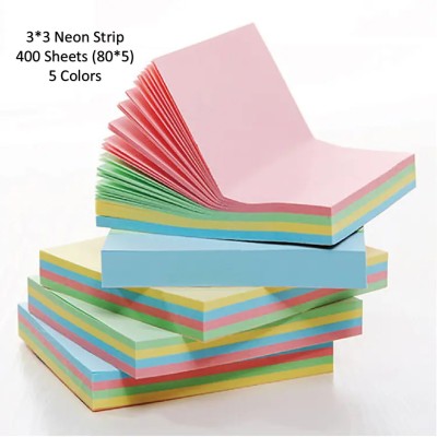 AirSoft Sticky Notes 3x3 Inch Post It Note Pad 5 Colors Notepaper- 400 Sheets 400 Sheets Regular, 5 Colors(Set Of 1, Multicolor)