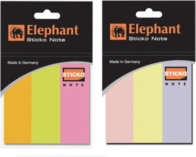 DHA SAIMWALLA LTD Elephant Sticky Note Combo Pack STD 1X3, Neon & Pastel Colors Set 250 Sheets Regular, 3 Colors(Set Of 2, Multicolour MADE IN GERMANY)