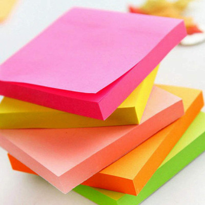 Nutshell Bright Colors Fluorescent Paper 400 Sheets 3 x 3 Inch Sticky Notes Self Adhesive Post It, 5 Colors(Set Of 1, Bright)